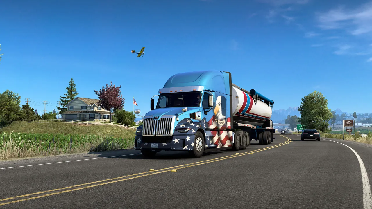 Trucks on a highway in American Truck Simulator