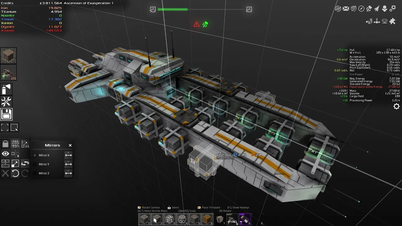 An Avorion fleet near a busy station