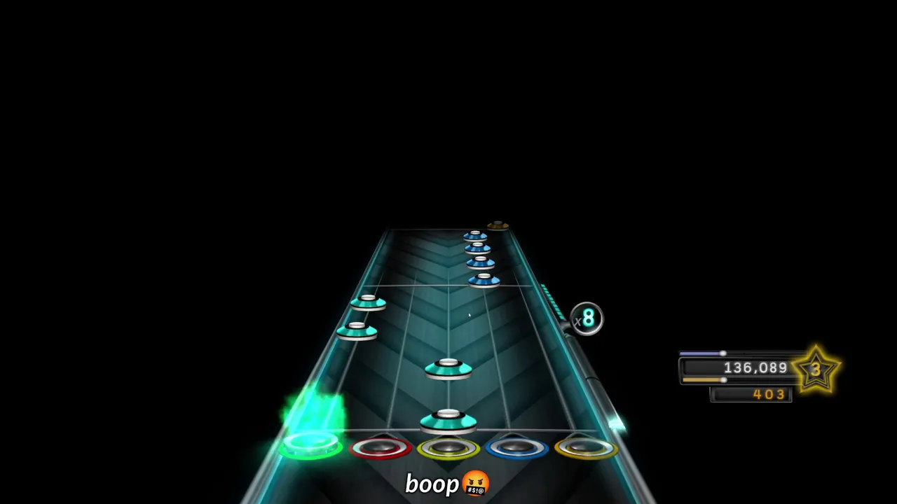 A Clone Hero session with several instruments