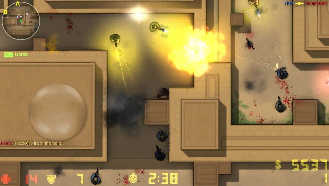Top down CS2D firefight
