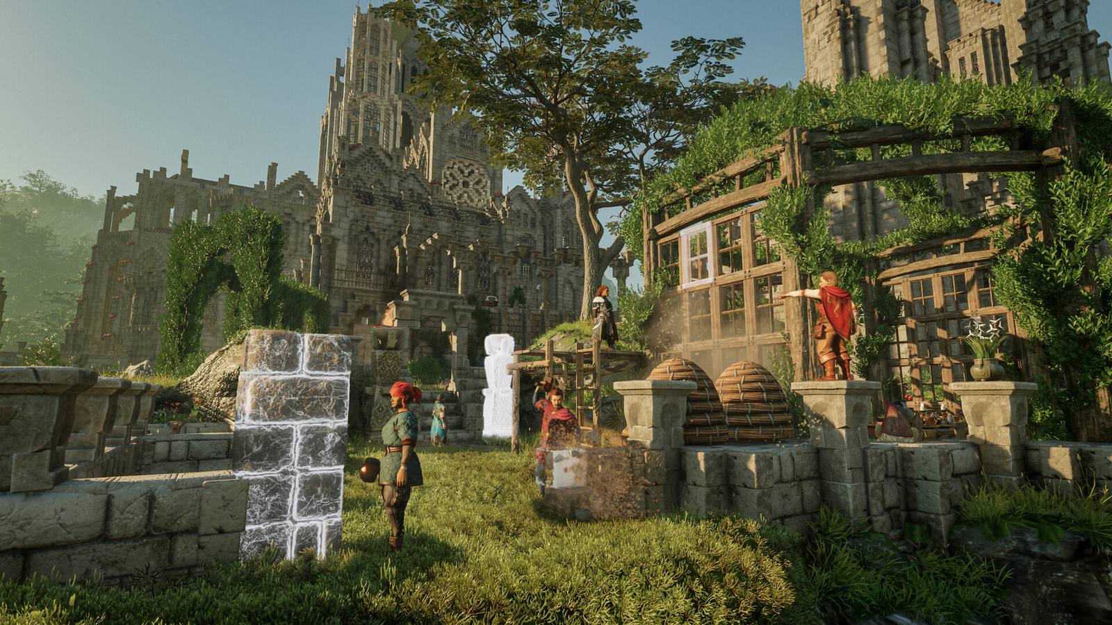 An Enshrouded base on a cliff above the Shroud