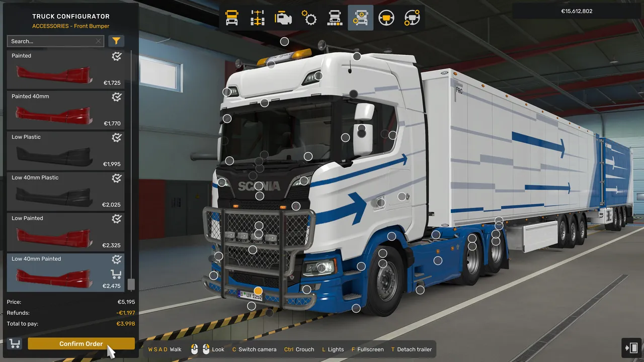 A truck parked at a depot in Euro Truck Simulator 2