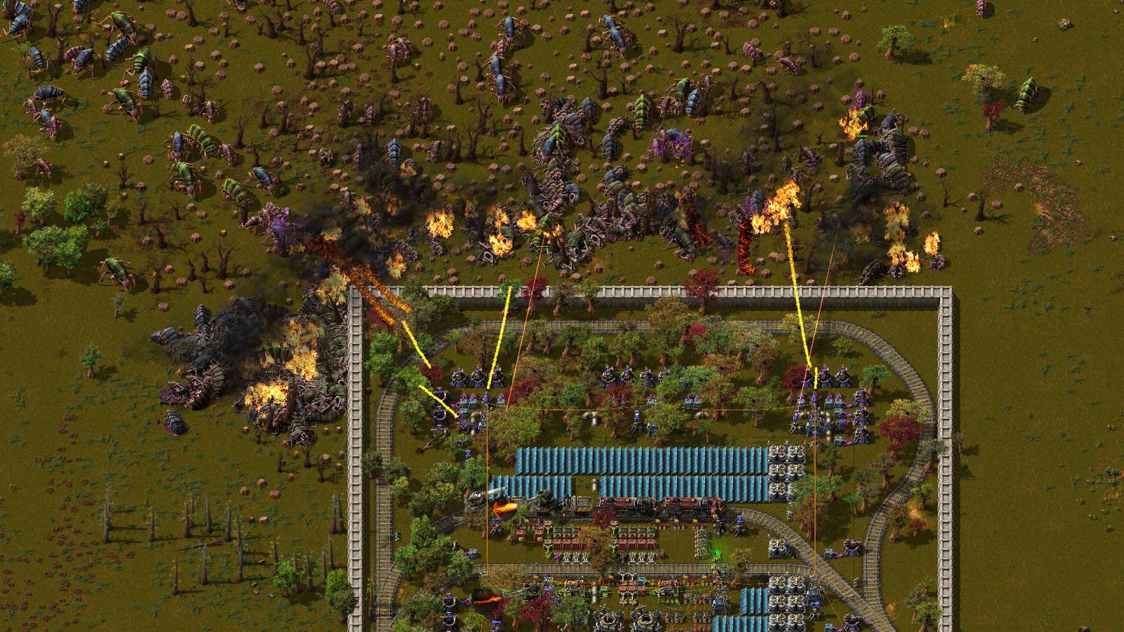 A Factorio megabase from above