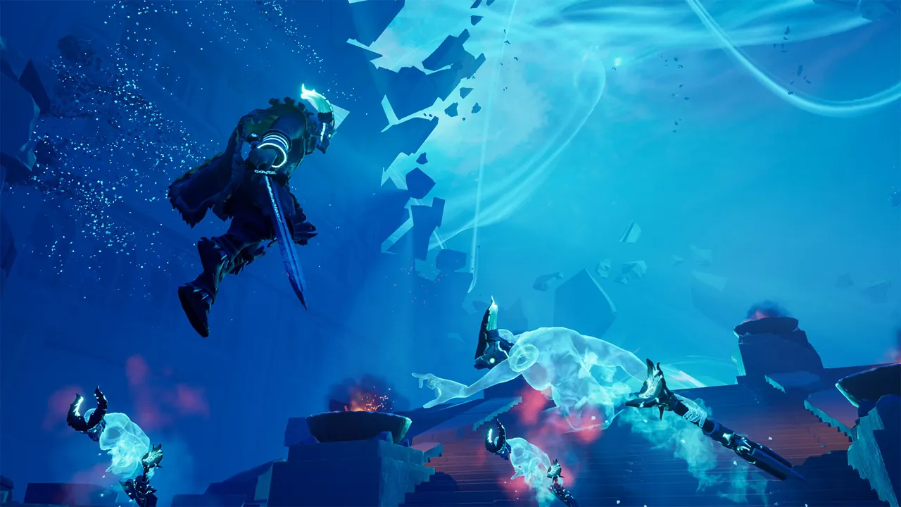 Frozen Flame characters exploring ruins