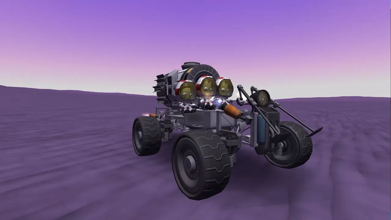 A Kerbal Space Program rocket on the launch pad