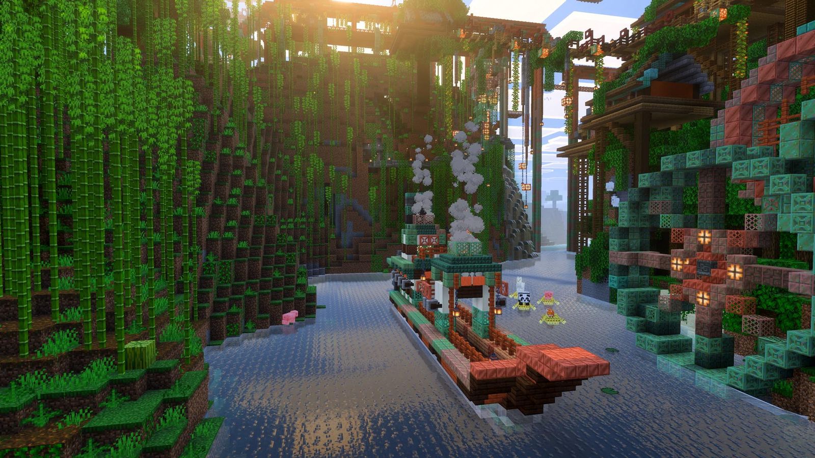 Players on different Minecraft versions sharing one server world through ViaVersion