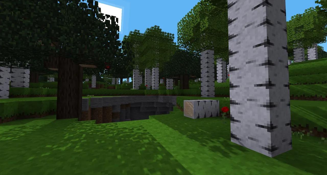 A Luanti world with player built structures