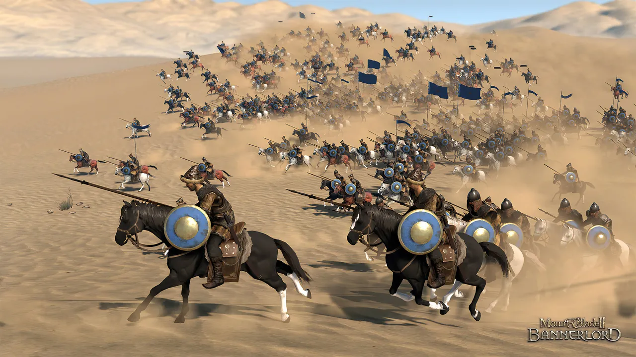 Bannerlord multiplayer battle with cavalry and infantry