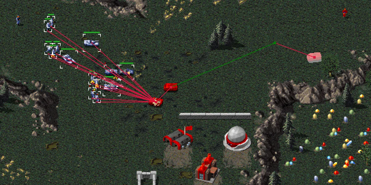 A GDI base in OpenRA Tiberian Dawn