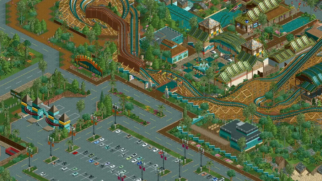 An OpenRCT2 park built by a group