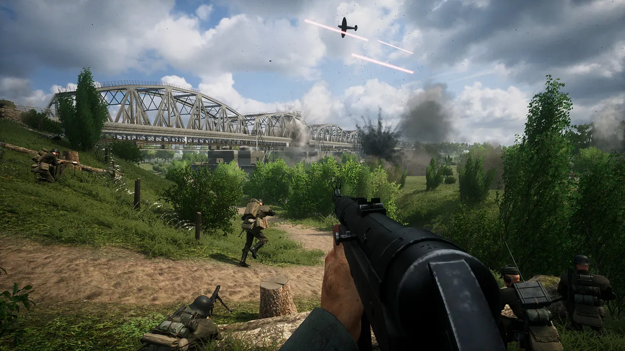 Tanks and infantry on a Squad 44 battlefield