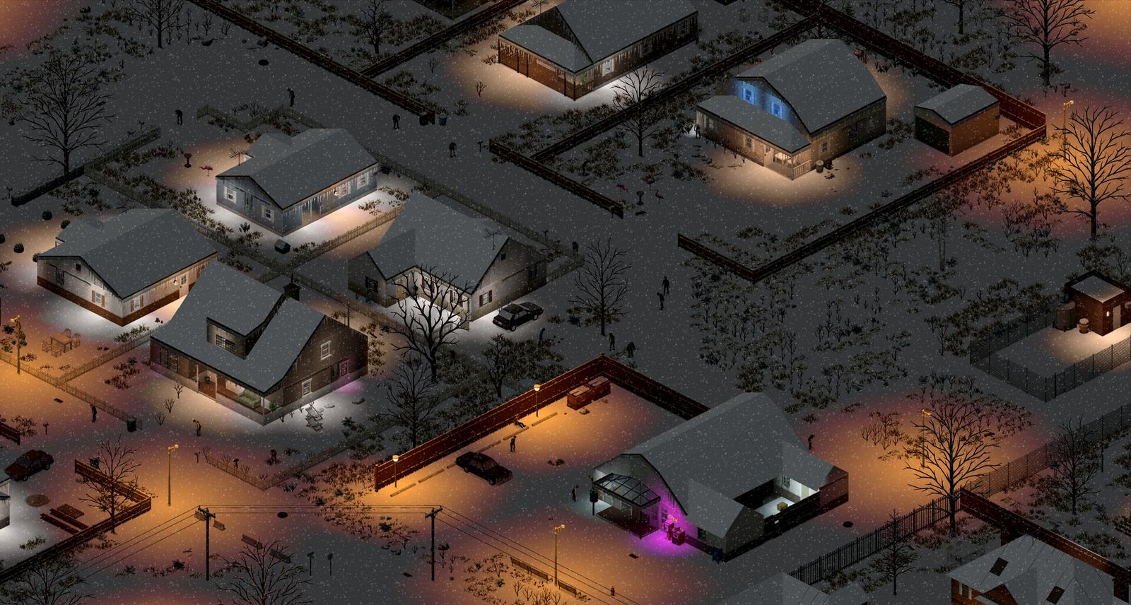 A survivor walking down a street in Project Zomboid