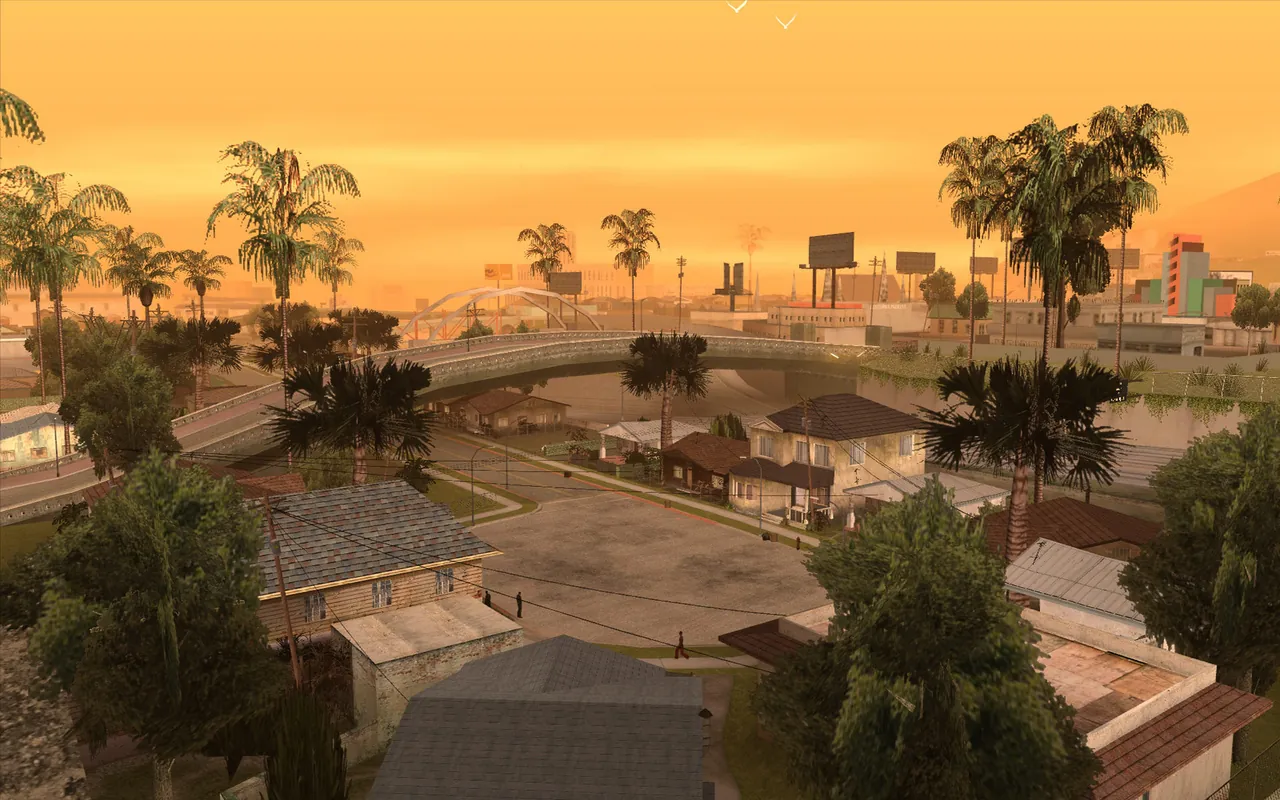 A city skyline in GTA San Andreas