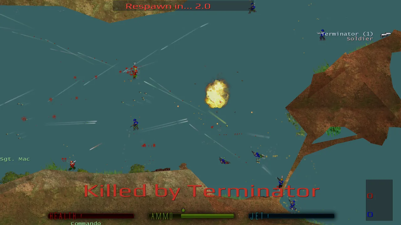 Soldat, a side view 2D shooter