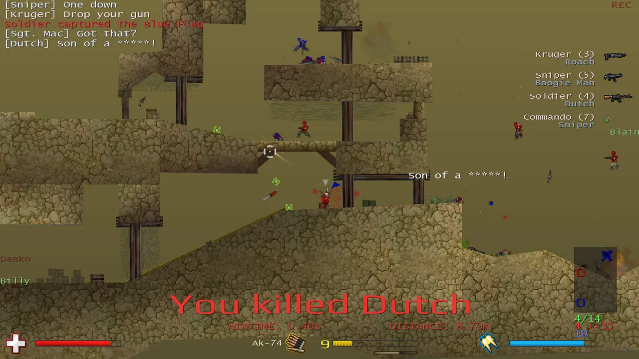 Soldat, a side view 2D shooter