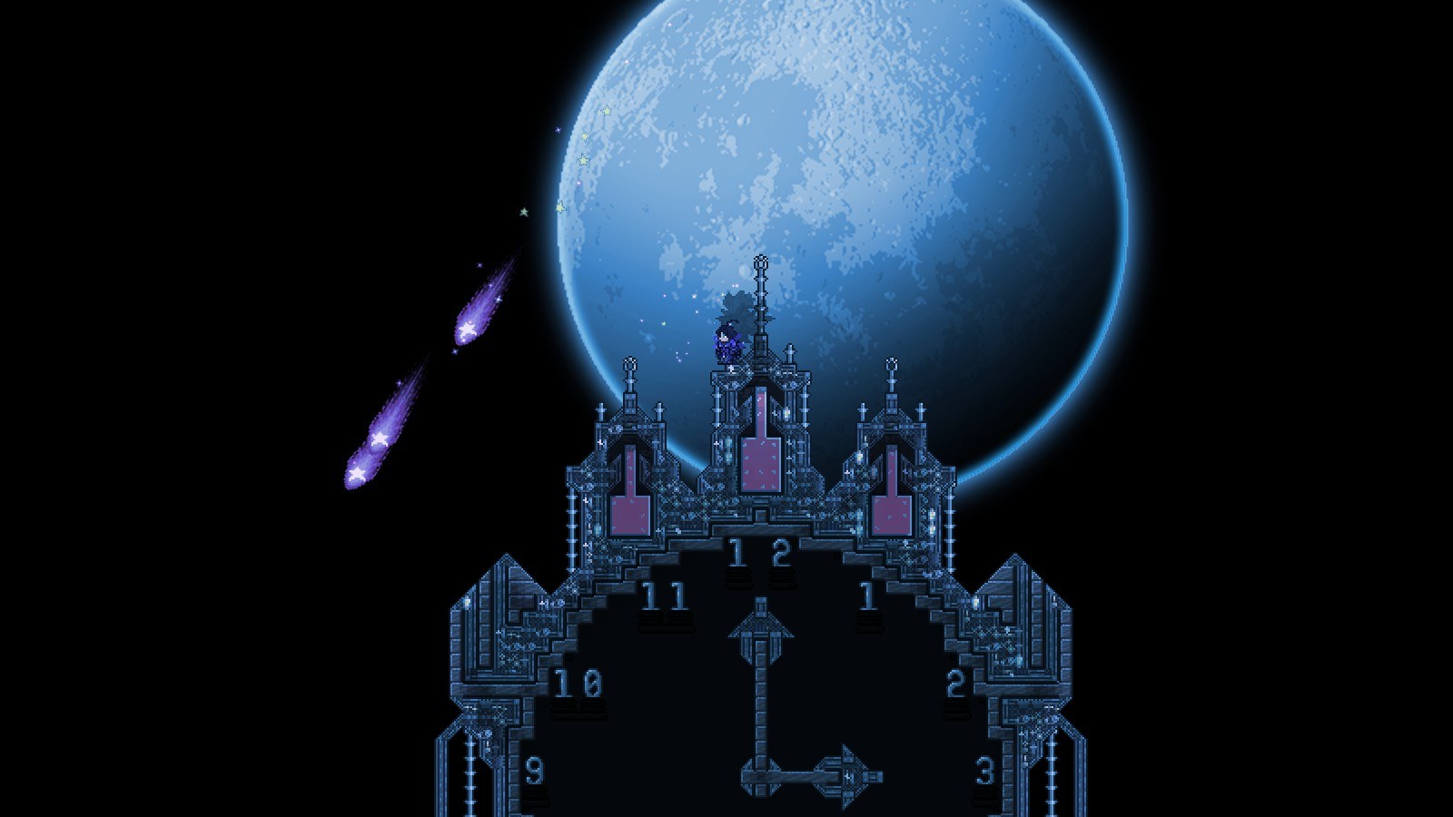 A Terraria base built into a hillside