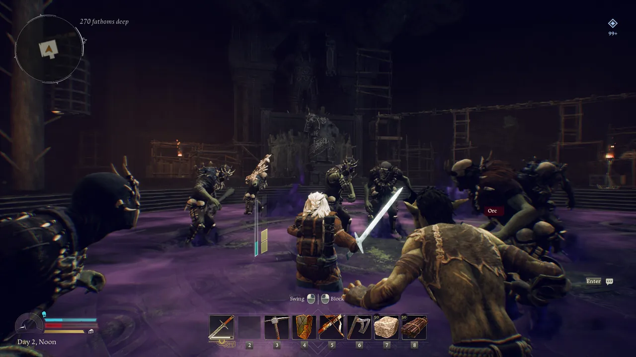 A dwarf company exploring the mines of Moria on a dedicated server