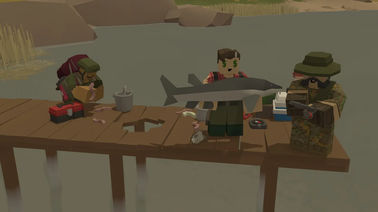 Unturned survivors scavenging a town on a dedicated server map